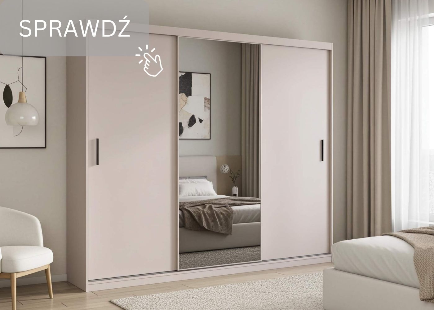 Szafa Przesuwna MIRANO 150 cm Biała Mat, Minimalizm Mirano_pl