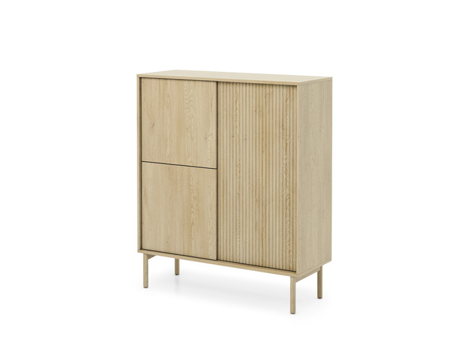 Komoda wysoka TAVO dąb cremona 104 cm ryflowana 3 drzwi push to open