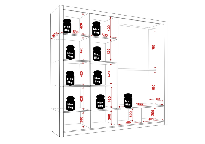 Szafa przesuwna Tamiza 220 cm z lustrem dąb monastery