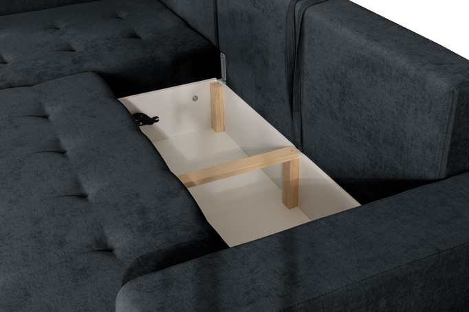 Narożnik TREVI lewostronny Wind 99 czarny szenil funkcja spania