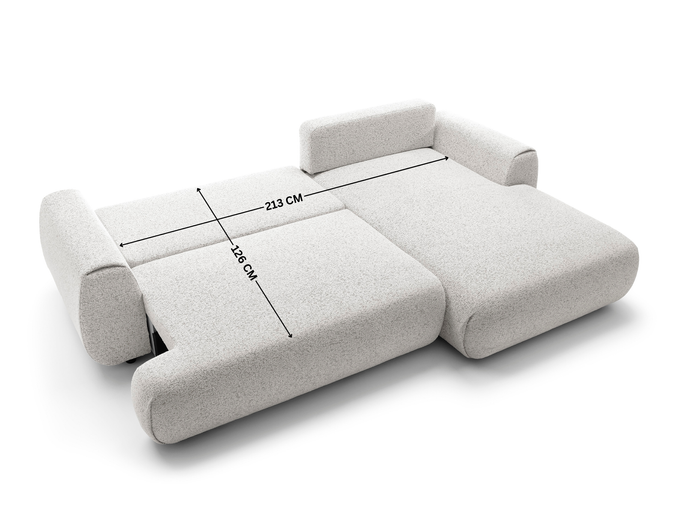 Narożnik VERNIO lewostronny plecionka Puente 80 jasny szary popiel funkcja spania