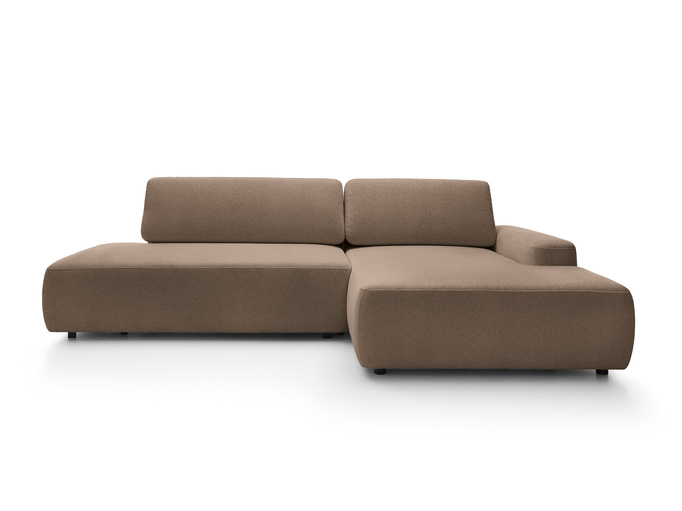 Narożnik OLMI O prawostronny Raven 45 czekoladowy ciemny brąz funkcja spania + poduszki