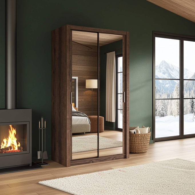 Szafa przesuwna Tamiza 120 cm z lustrem dąb monastery 