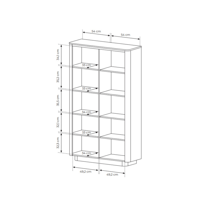 Regał TORRO dąb cremona 113 cm czarny 2 drzwi zaoblony push to open