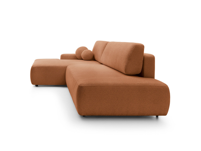 Narożnik OLMI O lewostronny Raven 44 terakota ceglasty funkcja spania + poduszki