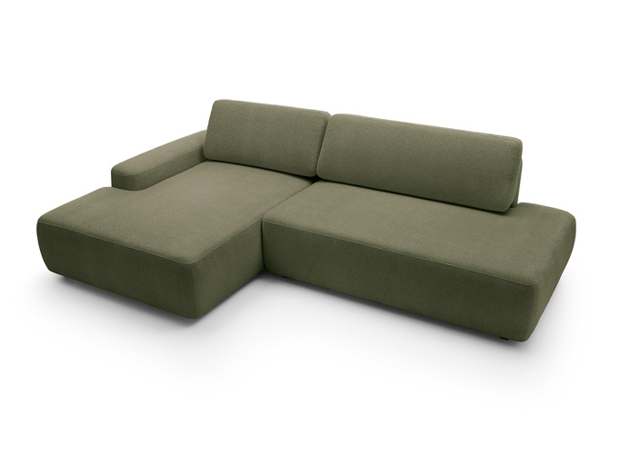 Narożnik OLMI O lewostronny Raven 78 zielony oliwkowy funkcja spania + poduszki