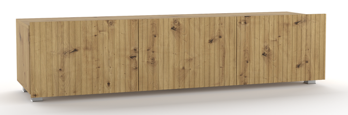 Szafka RTV Kolder 150 cm w kolorze dąb artisan i z ryflowanymi frontami