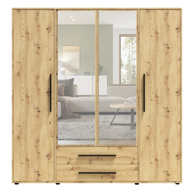 Szafa Modena SZ4D2SZ w kolorze dąb artisan z lustrem