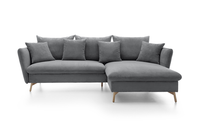 Narożnik MORRE prawostronny sztruks Poso 60 stalowy szary funkcja spania skandynawski