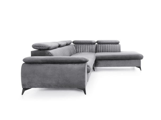 Narożnik VETTO prawostronny Monolith 85 szary welur funkcja spania