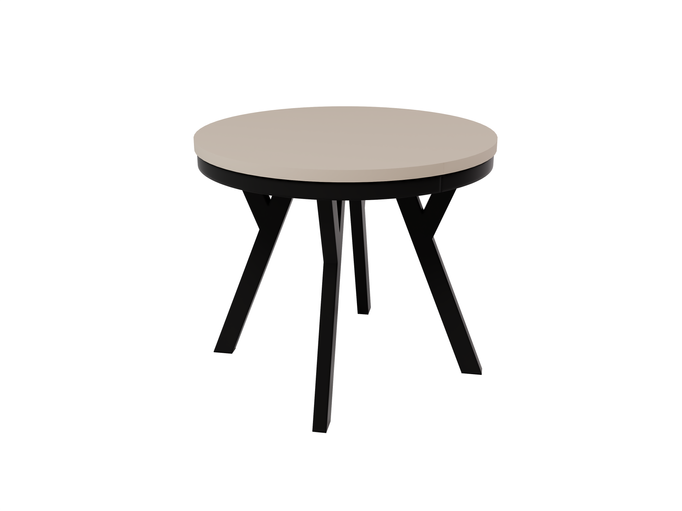 Stół Okrągły Rozkładany ARI 90-190 cm Piasek Pustyni – Beż Nogi Czarne
