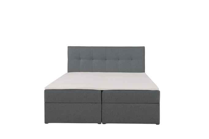 Łóżko kontynentalne Toronto 180×200 (Herbi 30 - Ciemny szary) z materacem bonell i topperem