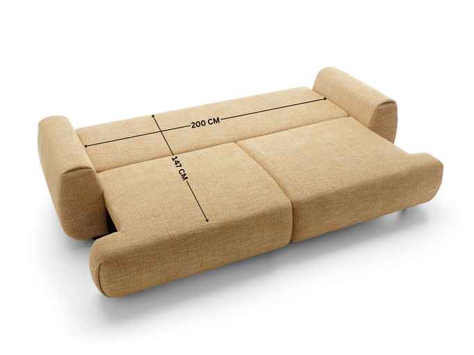 Sofa VERNIO rozkładana szenil Silencio 53 miodowy złocisty funkcja spania