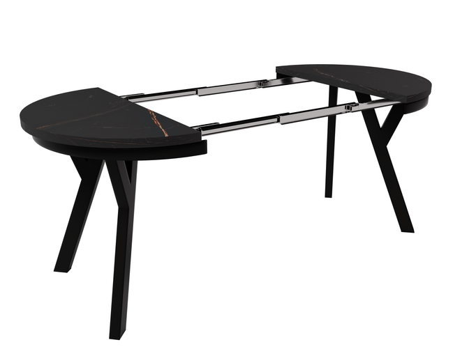 Stół Okrągły Rozkładany ARI 90-190 cm Marmur San Sebastian – Loft Glamour