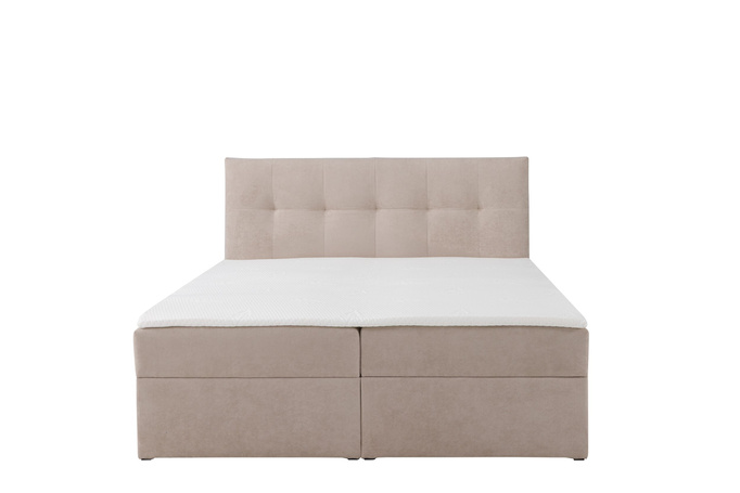 Łóżko kontynentalne Toronto 140×200 (Gerra 15 - Jasny beż) z materacem bonell i topperem