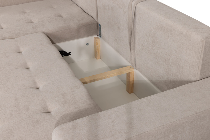 Narożnik TREVI prawostronny Wind 05 beżowy kremowy szenil funkcja spania