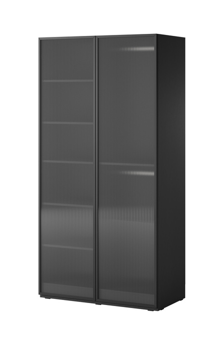 Szafa dwudrzwiowa Zen w kolorze czarnym + ryflowane szkło