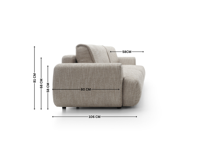 Sofa VERNIO rozkładana szenil Silencio 19 ciepły szary funkcja spania