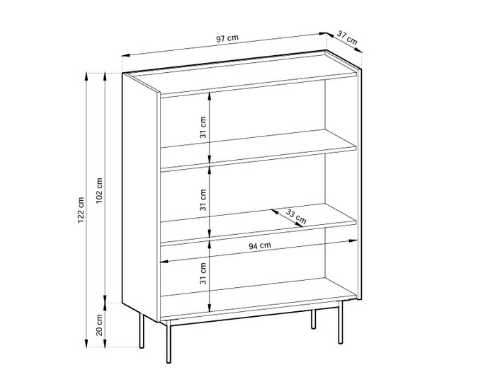 Komoda Lumo KD97cm Dwudrzwiowa w kolorze czerwonym i metalowymi nogami