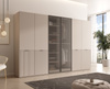 Szafa sześciodrzwiowa Zen w kolorze Cashmere + ryflowane szkło