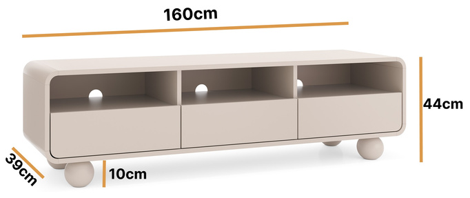 Szafka RTV Orion 160cm z szufladami w kolorze cashmere