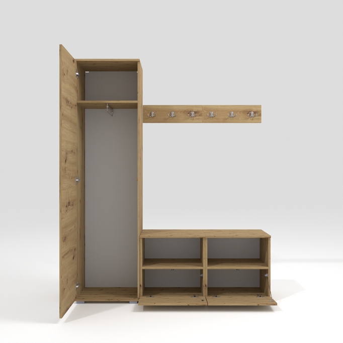 Tapicerowana garderoba Nela II z lustrem - kolor dąb artisan + tkanina Trinity 01