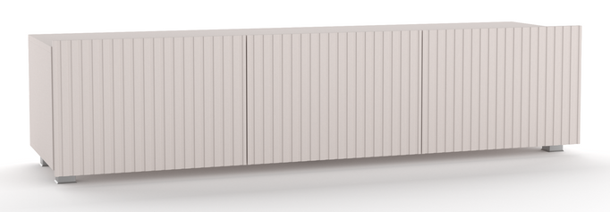 Szafka RTV Kolder 150 cm w kolorze cashmere i z ryflowanymi frontami