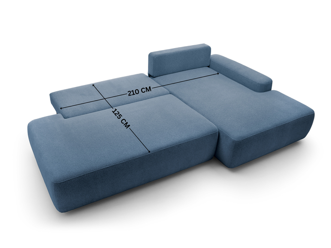 Narożnik OLMI O lewostronny Raven 86 granatowy ciemny niebieski funkcja spania + poduszki