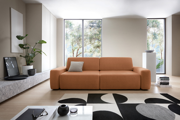 Sofa OLMI Raven 44 Miedziana Ruda do salonu nowoczesna