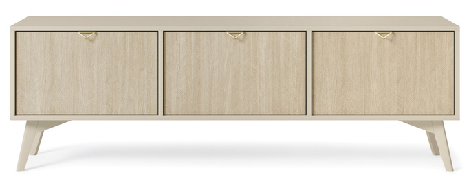 Szafka RTV Silva 158cm w kolorze Piaskowy Beż/Jodełka Scandi