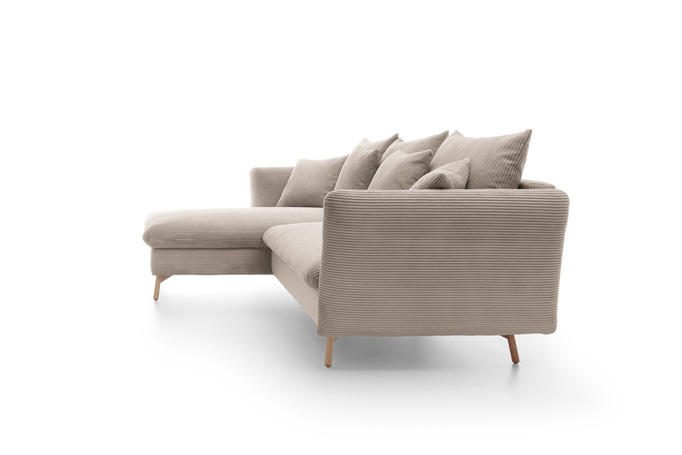 Narożnik MORRE lewostronny sztruks Poso 02 beżowy funkcja spania skandynawski