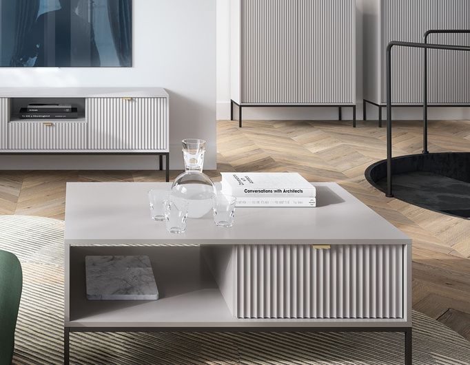 Prostokątna ława Kioto w kolorze szarym