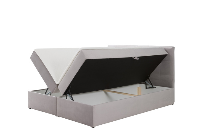 Łóżko kontynentalne Toronto 160×200 (Herbi 45 - Kremowy) z materacem bonell i topperem