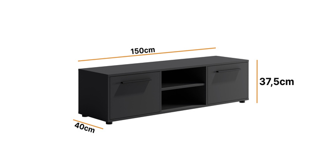 Szafka RTV Modena 150cm kolor: Czarny