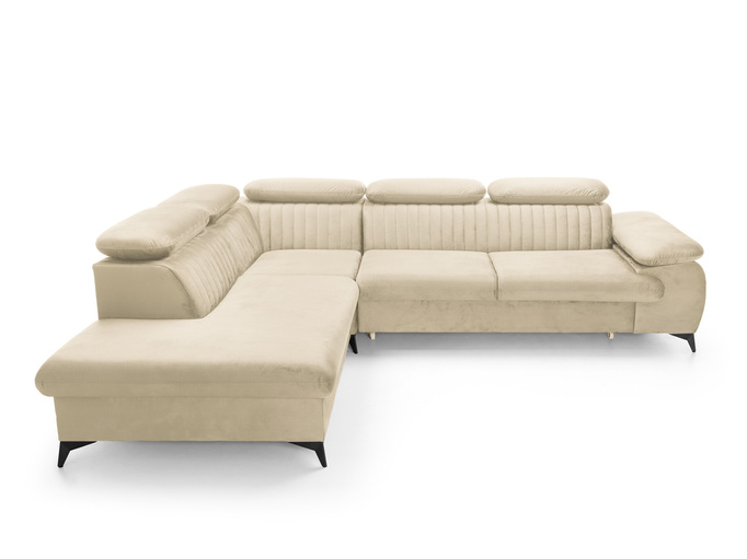 Narożnik VETTO lewostronny Monolith 02 ecru kremowy welur funkcja spania