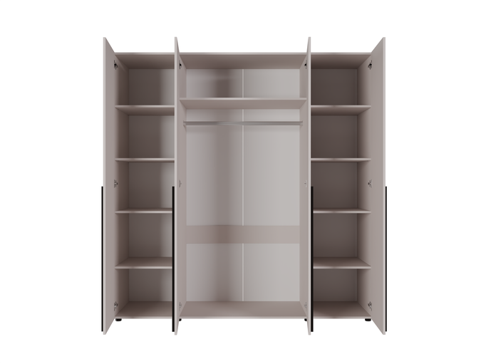 Szafa 4-Drzwiowa ARNI 200 cm Kaszmir – Pojemna Garderoba 11 Półek