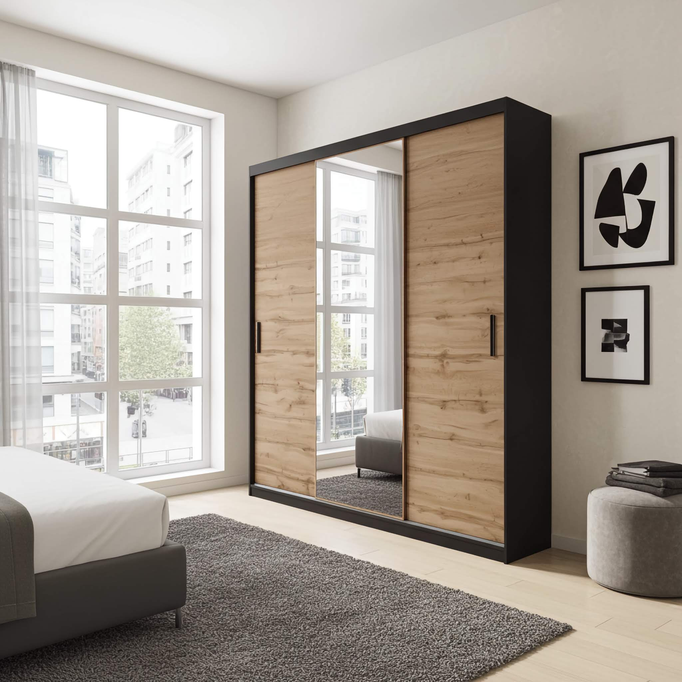 Szafa przesuwna MIRANO 250 cm dąb wotan styl loft