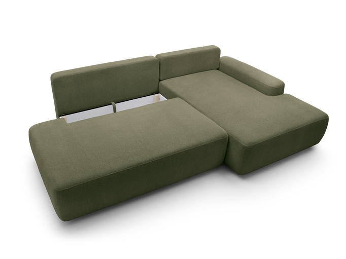 Narożnik OLMI O prawostronny Raven 78 zielony oliwkowy funkcja spania + poduszki