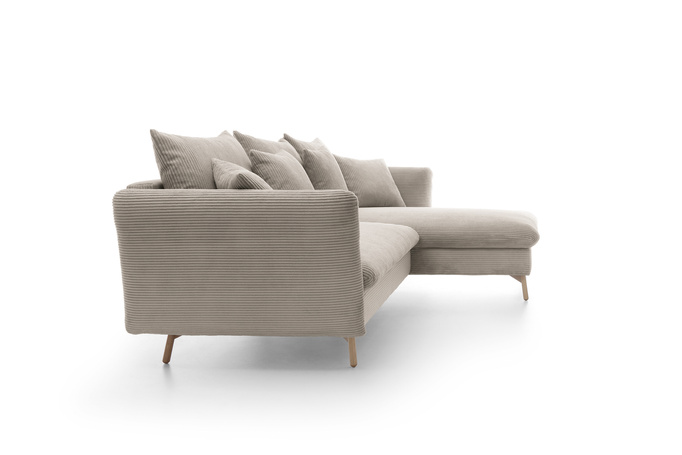 Narożnik MORRE prawostronny sztruks Poso 02 beżowy funkcja spania skandynawski