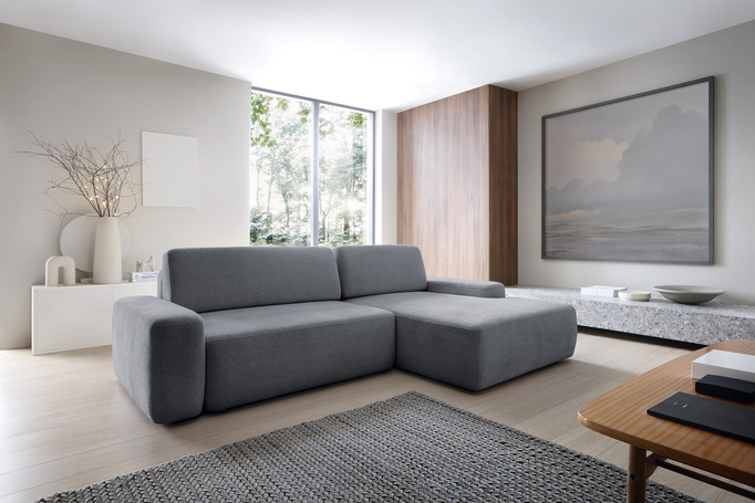 Narożnik OLMI M prawostronny Raven 18 grafitowy ciemny szary styl soft