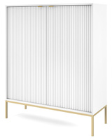 Pojemna komoda Kioto K104 w kolorze białym i złotymi nóżkami