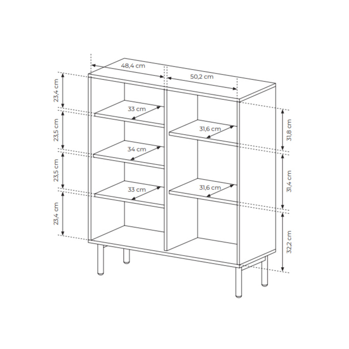 Komoda wysoka TAVO dąb cremona 104 cm ryflowana 3 drzwi push to open