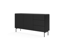 Komoda MUTI czarna 147 cm 3 szuflady ryflowana push to open