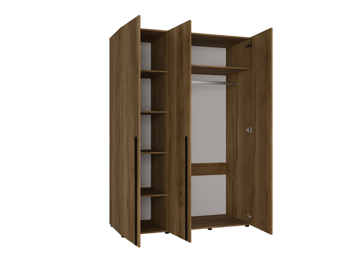 Szafa 3-Drzwiowa ARNI 150 cm Gold Baroque – Dąb Ciepły Brąz Do Sypialni