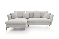 Narożnik MORRE lewostronny sztruks Poso 100 kremowy funkcja spania skandynawski