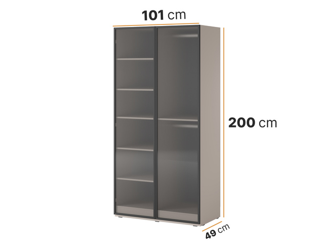 Szafa dwudrzwiowa Zen w kolorze cashmere + ryflowane szkło