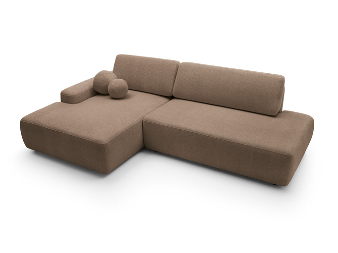 Narożnik OLMI O lewostronny Raven 45 czekoladowy ciemny brąz funkcja spania + poduszki