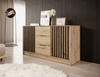 Komoda Stilo 155cm w kolorze dąb artisan + czarne lamele