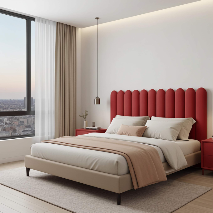 Panel tapicerowany płotek zaokrąglony 120x30 Magic Velvet 2232 (Koralowy)