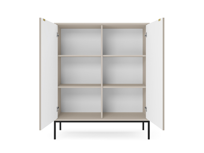 Pojemna komoda Kioto K104 w kolorze cashmere + czarne nóżki